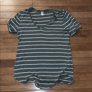 Green and white striped t